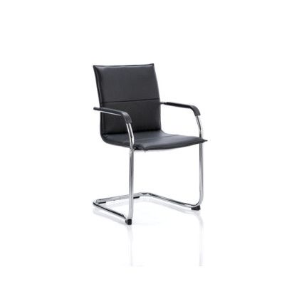 Echo Leather Cantilever Chair With Arms Black