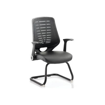 Relay Leather Seat Operator Chair With Arms Black Back