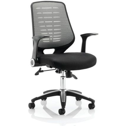 Relay Leather Seat Operator Chair With Arms Silver Back