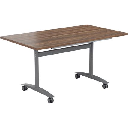 1200mm RECTANGULAR TILT TOP TABLE - SILVER/DARK WALNUT