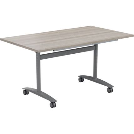 1200mm RECTANGULAR TILT TOP TABLE - SILVER/GREY OAK