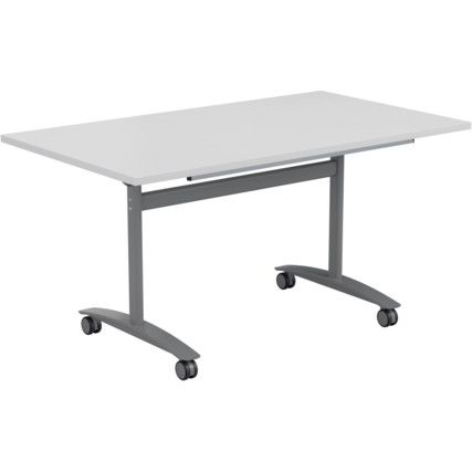 1200mm RECTANGULAR TILT TOP TABLE - SILVER/WHITE