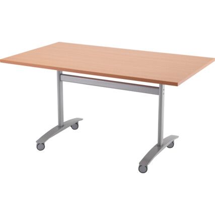 Rectangular Tilt Top Table, Beech/Silver, 1200mm Wide