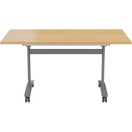 Rectangular Tilt Top Table, Oak/Silver, 1200mm Wide