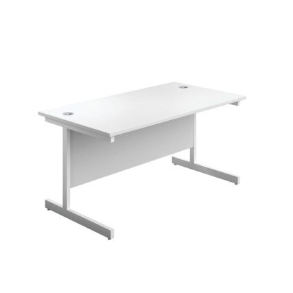 Single Upright Rectangular Desk, White, 1600 x 800mm