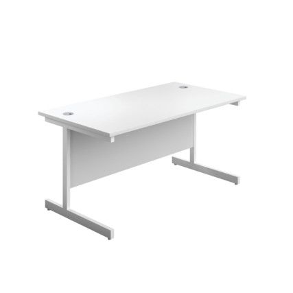 Single Upright Rectangular Desk, White, 1800 x 800mm