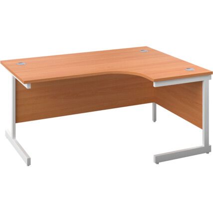 Single Upright Crescent Desk, Right Hand, White/Silver, H1600 x W1200mm