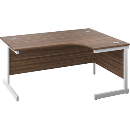 Single Upright Crescent Desk, Right Hand, Beech/White, H1600 x W1200mm