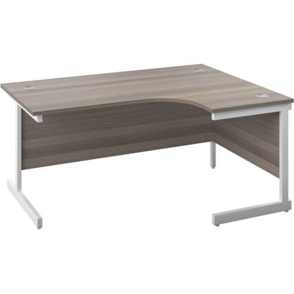 Single Upright Crescent Desk, Right Hand, Walnut/White, H1600 x W1200mm