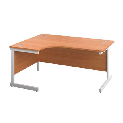 Single Upright Crescent Desk, Left Hand, White/Silver, H1800 x W1200mm