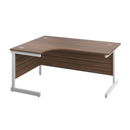 Single Upright Crescent Desk, Left Hand, Beech/White, H1800 x W1200mm