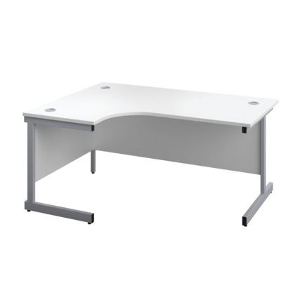 Single Upright Crescent Desk, Left Hand, Grey Oak/White, H1800 x W1200mm