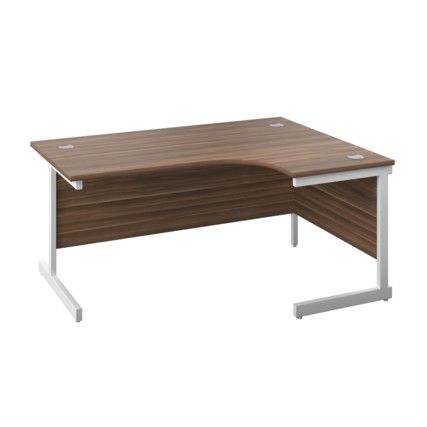 Single Upright Crescent Desk, Right Hand, Beech/White, H1800 x W1200mm