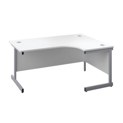 Single Upright Crescent Desk, Right Hand, Grey Oak/White, H1800 x W1200mm