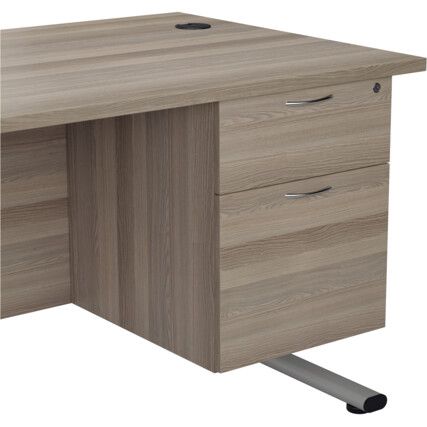 Fixed Pedestal, 2 Drawer, Grey Oak