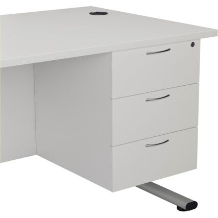 Fixed Pedestal, 3 Drawer, White