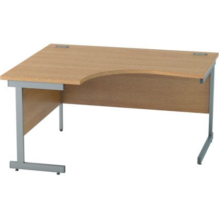 1400mm Crescent Left Hand Cantilever Desk Grey/Light Oak