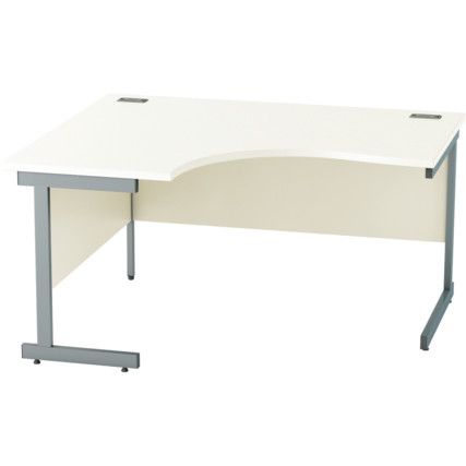 1400mm Crescent Left Hand Cantilever Desk Grey/White