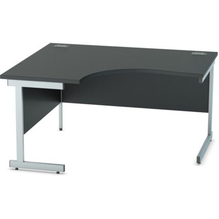 1400mm Crescent Left Hand Cantilever Desk Silver/Black