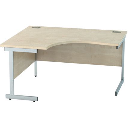 1400mm Crescent Left Hand Cantilever Desk Silver/Maple