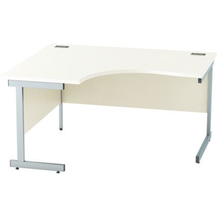 1400mm Crescent Left Hand Cantilever Desk Silver/White