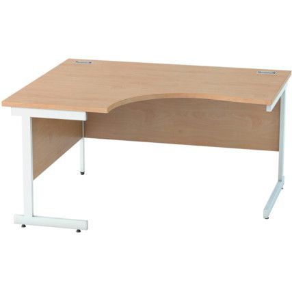 1400mm Crescent Left Hand Cantilever Desk White/Beech