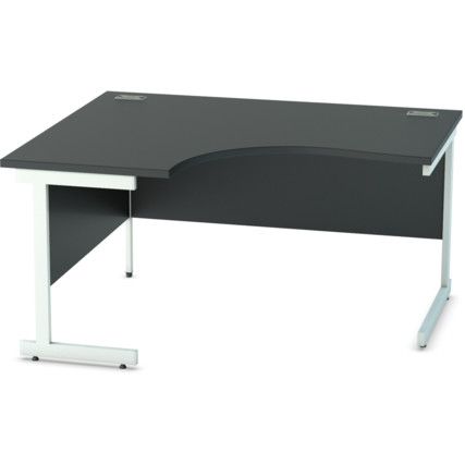 1400mm Crescent Left Hand Cantilever Desk White/Black