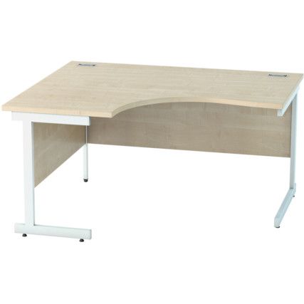 1400mm Crescent Left Hand Cantilever Desk White/Maple