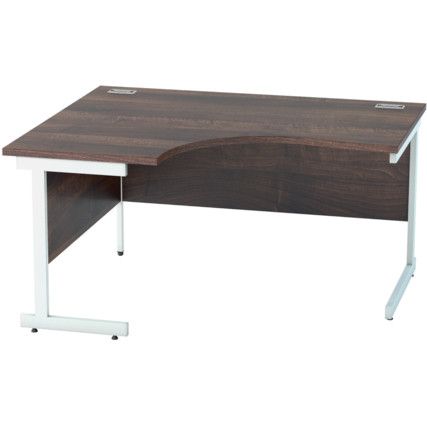 1400mm Crescent Left Hand Cantilever Desk White/Walnut