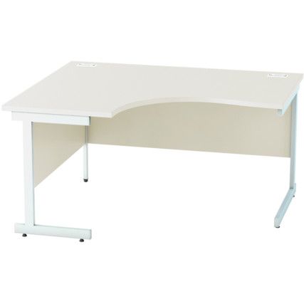 1400mm Crescent Left Hand Cantilever Desk White/White