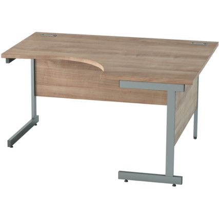 1400mm Crescent Right Hand Cantilever Desk Grey/Birch