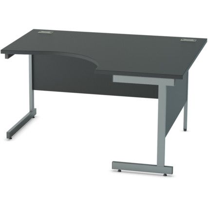 1400mm Crescent Right Hand Cantilever Desk Grey/Black