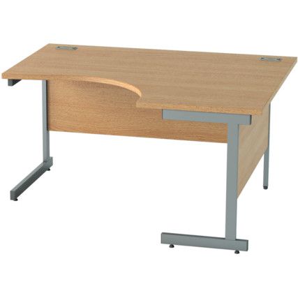 1400mm Crescent Right Hand Cantilever Desk Grey/Light Oak