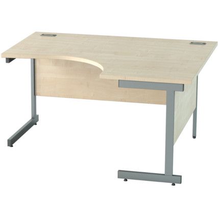 1400mm Crescent Right Hand Cantilever Desk Grey/Maple