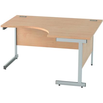 1400mm Crescent Right Hand Cantilever Desk Silver/Beech