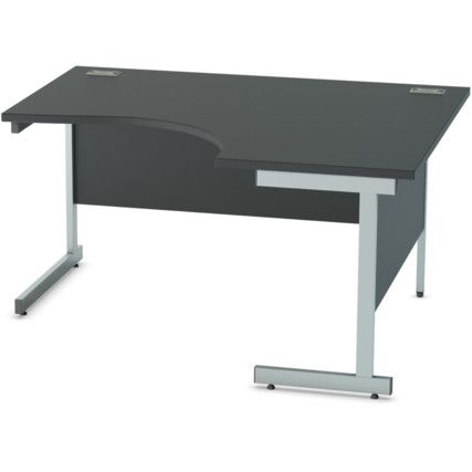 1400mm Crescent Right Hand Cantilever Desk Silver/Black