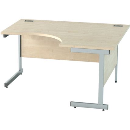 1400mm Crescent Right Hand Cantilever Desk Silver/Maple