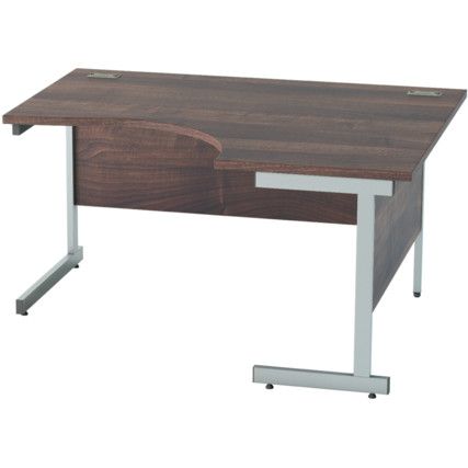 1400mm Crescent Right Hand Cantilever Desk Silver/Walnut