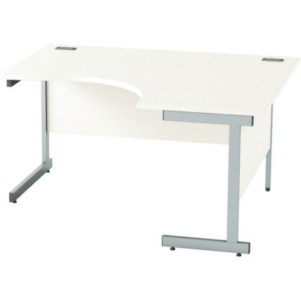 1400mm Crescent Right Hand Cantilever Desk Silver/White