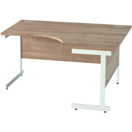 1400mm Crescent Right Hand Cantilever Desk White/Birch