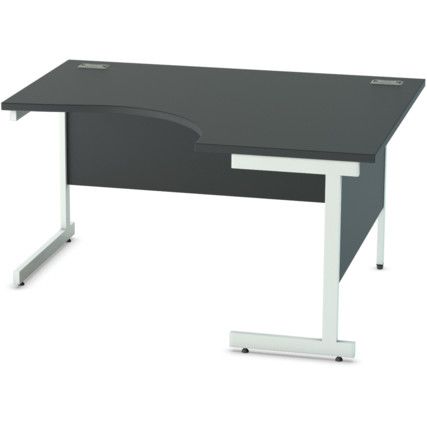 1400mm Crescent Right Hand Cantilever Desk White/Black