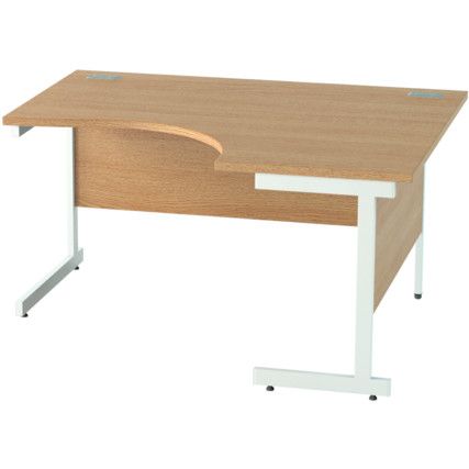 1400mm Crescent Right Hand Cantilever Desk White/Light Oak