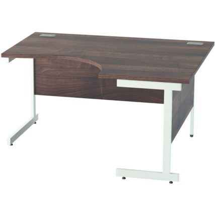 1400mm Crescent Right Hand Cantilever Desk White/Walnut