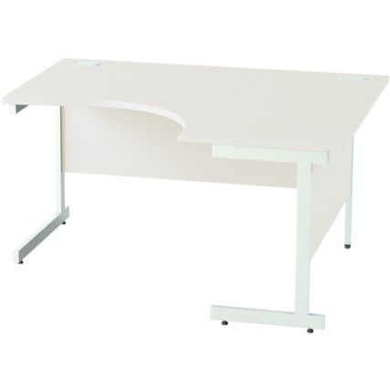 1400mm Crescent Right Hand Cantilever Desk White/White