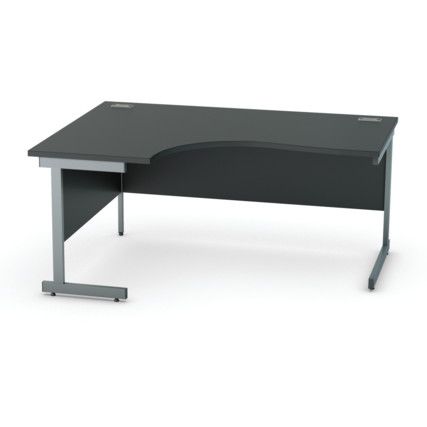 1600mm Crescent Left Hand Cantilever Desk Grey/Black