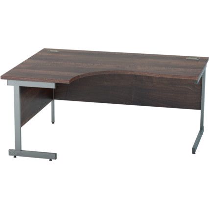 1600mm Crescent Left Hand Cantilever Desk Grey/Walnut