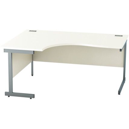 1600mm Crescent Left Hand Cantilever Desk Grey/White