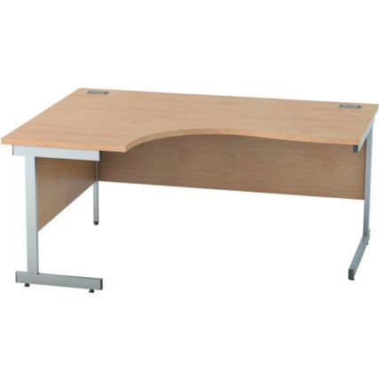 1600mm Crescent Left Hand Cantilever Desk Silver/Beech