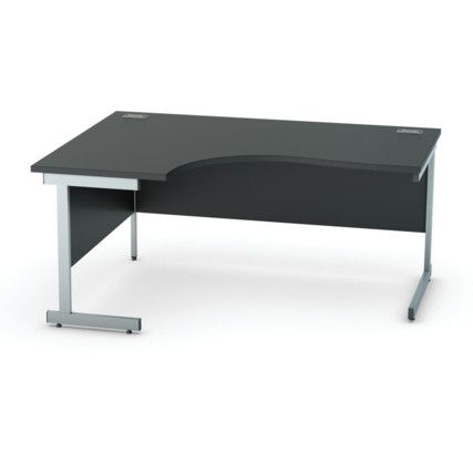 1600mm Crescent Left Hand Cantilever Desk Silver/Black