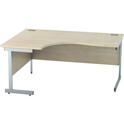 1600mm Crescent Left Hand Cantilever Desk Silver/Maple